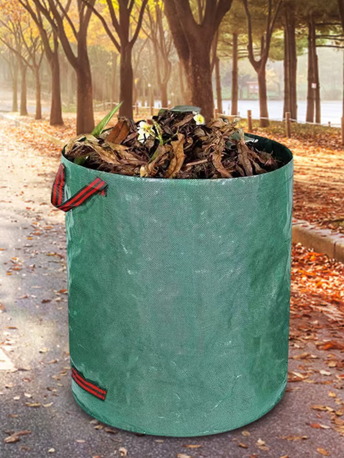 Shunmaii Garten-Müllbeutel 500L, faltbare und wiederverwendbare Blatt-Aufbewahrungstasche aus wasserdichtem PP für Rasen und Hof - Bild 3
