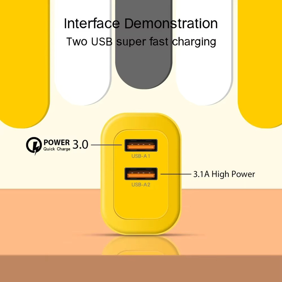 40W Dual USB Schnellladegerät mit Quick Charge 3.0 Wandladegerät Netzteil in Weiß für iPhone Samsung Xiaomi Huawei mit EU/US-Stecker - Bild 2
