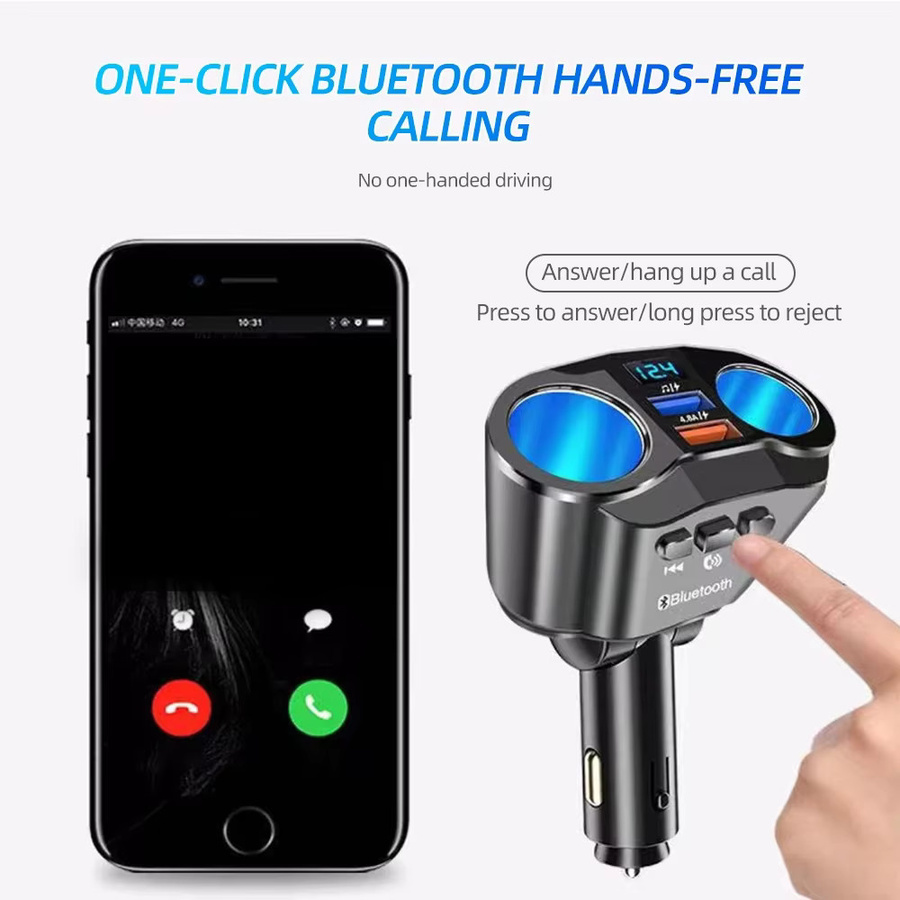 kebidumei Bluetooth FM-Transmitter Auto-Ladegerät mit Dual-USB-Aufladung und Spannungsanzeige in Schwarz - Bild 2