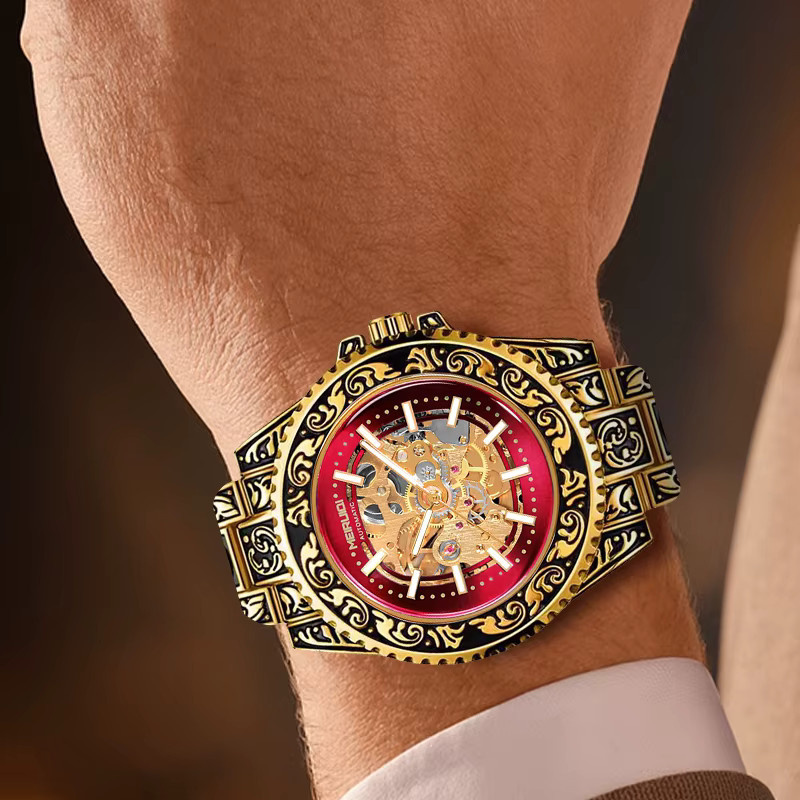 MEIRUIQI Tourbillon-Armbanduhr, Automatik, Edelstahl, Gold, Herren - Bild 2
