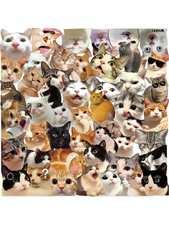 50 Stück transparente Retro-Cartoon-Katze Aufkleber aus PET, wasserfeste DIY-Dekor-Sticker für Zeitschriften, Gitarren und Notizbücher von Anime Worlds Store - Bild 4