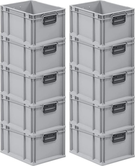 PROREGAL Spar Set 10x Eurobox Nextgen Portable Duo Transportbehälter Grau H x B x T: 22 x 30 x 40 cm - Bild 1