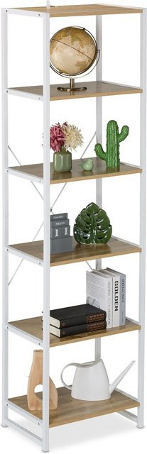Relaxdays Standregal aus Spanplatte und Eisen in Weiß mit 6 Ebenen, H x B x T: 180 x 50 x 35 cm - Bild 1