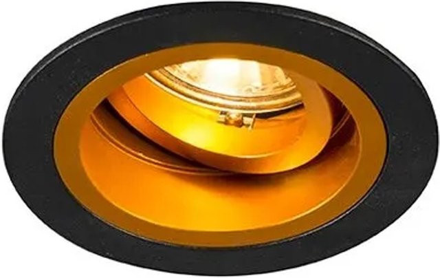 QAZQA Einbaustrahler Rund Schwarz und Gold, dimmbar und verstellbar, GU10 - Bild 1