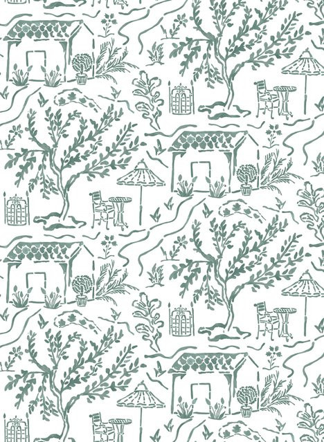 Nina Campbell Carta da parati La Quintinie in Teal mit Gartenmotiven - Bild 1