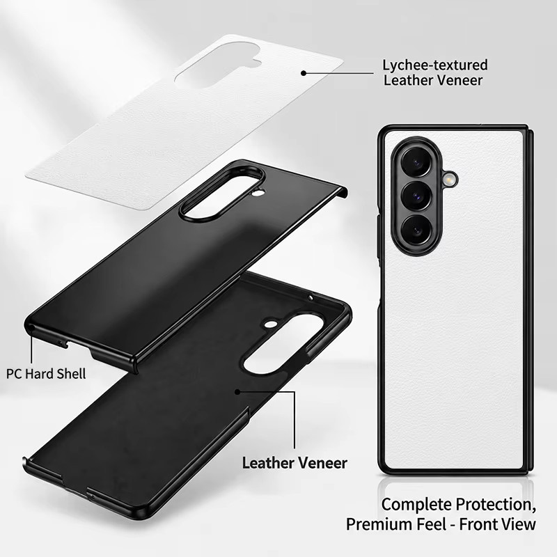 Lychee-Leder-Textur Handyhülle für Samsung Galaxy Z Fold8 Z Fold7 Z Fold6 Z Fold5 Z Fold4 aus hartem PC mit schwarzem Rahmen und Klappfunktion - Bild 3
