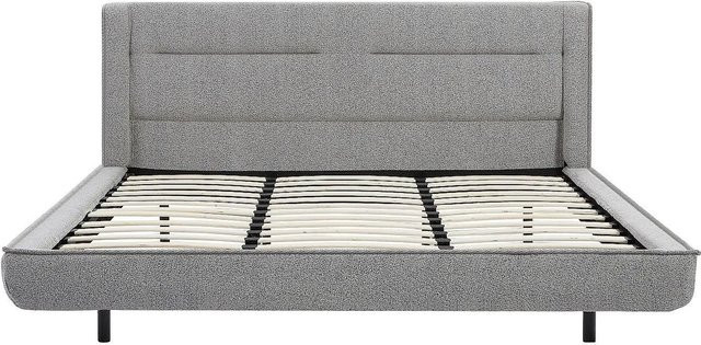Vente-unique Bettrahmen Isyde in Grau mit Bouclé-Stoff, B/T/H: 200 x 200 x 220 cm - Bild 1