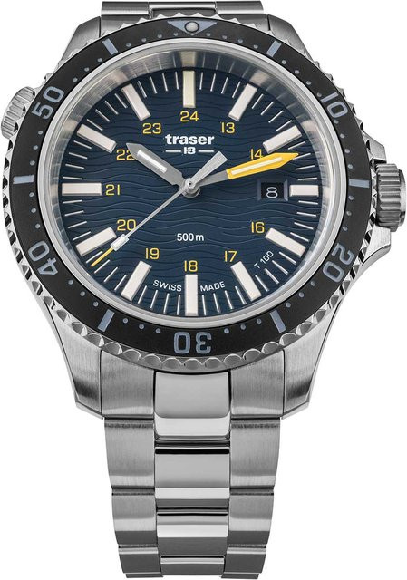 Traser Herrenuhr, Quarz, Edelstahl, Blau, 46 mm, 50 ATM - Bild 1