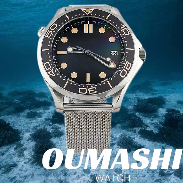 OUMASHI Taucheruhr, Automatik, Edelstahl, 42 mm, Herren, Schwarz - Bild 1