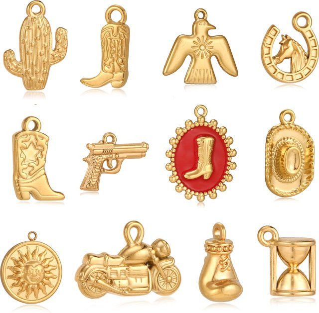 DOOYIO Anhänger, 3-teiliges Set, Hip-Hop, Edelstahl, Gold - Bild 1
