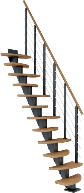 Dolle Mittelholmtreppe Berlin Spiraltreppe aus Holz in Eiche Anthrazit, Breite: 64 cm, Höhe bis 270 cm - Bild 1