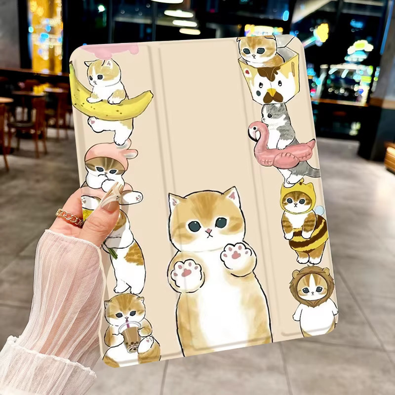 DecoPhone Tablet Hülle Kawaii Cat Design für iPad Pro 10/11 Zoll, iPad Air 3/4/5 und iPad 9. Generation, dreifach gefaltet, Multicolour - Bild 4