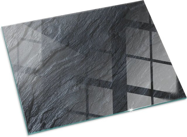 Tulup Glasplatte für Kaminöfen in Schwarz mit Steinoberflächenstruktur, B: 80 cm, T: 60 cm - Bild 1