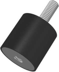 Zylindrischer Gummi-Metall-Puffer Typ B von Elko in Schwarz, Durchmesser: 15 mm, Höhe: 15 mm, Gewinde: M4 x 10 mm, NR57 - Bild 1