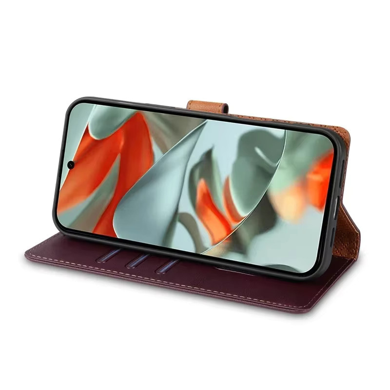 Leder Flip Brieftasche mit Schnalle für Google Pixel 10 Pro XL 9 8 7 6 in Blau mit Kartenfächern - Bild 2