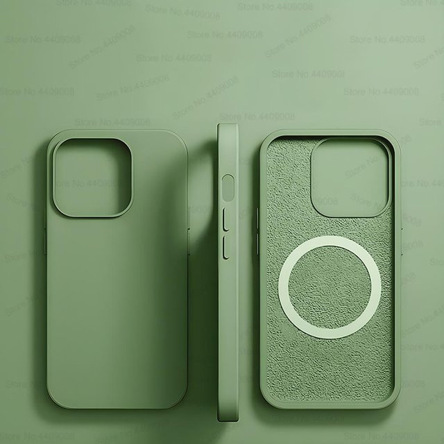 Original Flüssigsilikon-Magnethülle für Apple iPhone 11 12 13 14 15 Pro Max und Plus mit MagSafe Kompatibilität in Grün - Bild 1