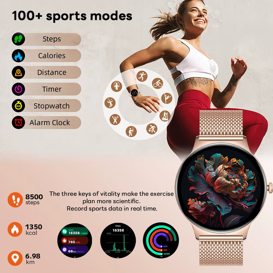 ChiBear Smartwatch, Silber, Aluminium, Milanaise, Damen - Bild 5