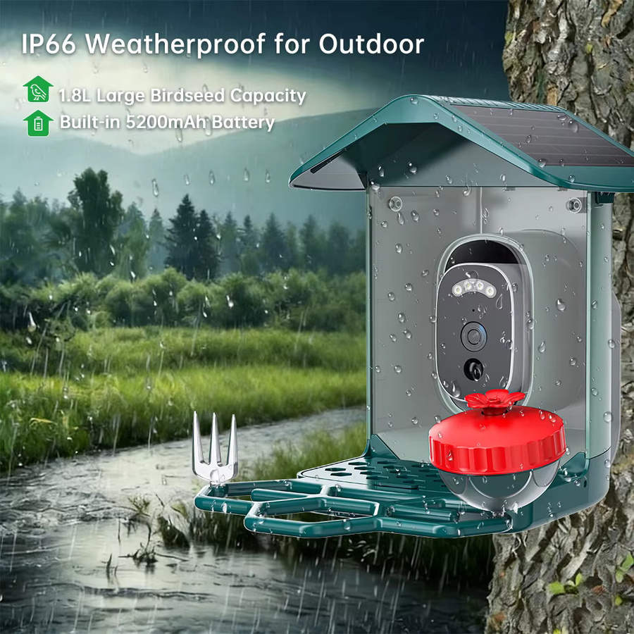 Jooan 4K Solar-Vogelfutterkamera mit 2,4G WLAN, wasserdichte HD-Außenkamera mit Nachtsicht und Vogelarten-Identifizierung - Bild 4