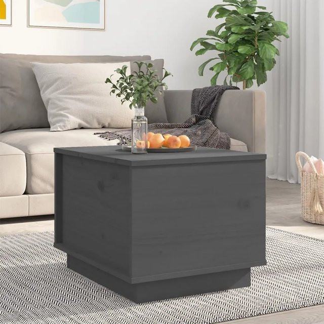 vidaXL Couchtisch aus massivem Kiefernholz in Grau mit Lift-Mechanismus, B/T/H: 50 x 50 x 35 cm - Bild 1