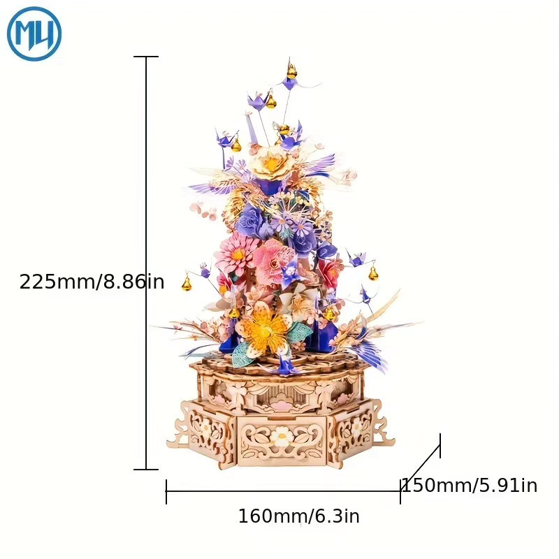 MU Drunken Flower Room, 3D Stereoscopic Metal Puzzle Music Box, Metall - Bild 2