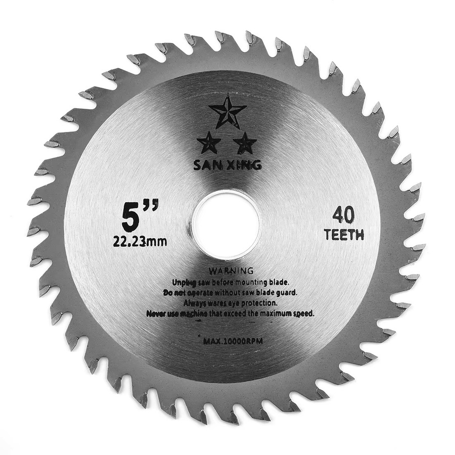 VIBRATITE Mini Kreissägeblatt mit 40 Zähnen aus Hartmetall für Holz, Kunststoff und Metall, Durchmesser: 125 mm, Farbe: Silber - Bild 2