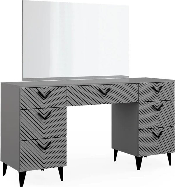 Vicco Schminktisch Anett Grau mit Spiegel und 7 Schubladen, Breite: 150 cm, Tiefe: 78 cm - Bild 2