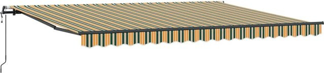 vidaXL Einziehbare Markise Grün-Gelb mit Fernbedienung, B/T: 450 x 300 cm - Bild 1