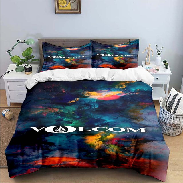 V-VOLCOM Bettwäsche-Set mit Bettbezug und Kissenbezug aus Mikrofaser, Grafik-Design, Mehrfarbig, B/H: 135 x 200 cm - Bild 1