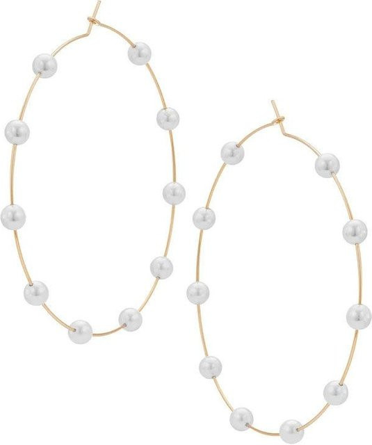 LChome Creolen, Gold, Perle, Zirkonia, Damen, 9cm - Bild 1