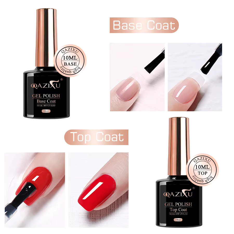 QAZIXU Gel-Nagelkunst-Set mit Grundlack und Decklack, 10 ml, Unisex - Bild 2