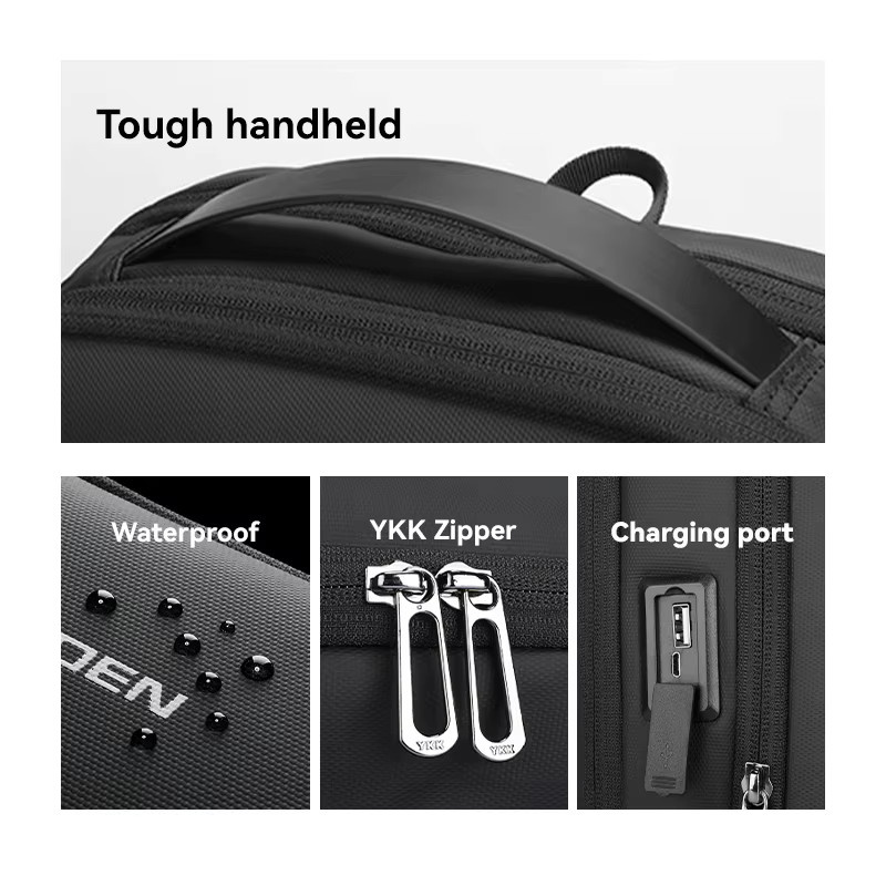 Mark Ryden Schlanker Business Laptop-Rucksack für Herren in Schwarz mit USB-C Anschluss und kratzfestem Material - Bild 6