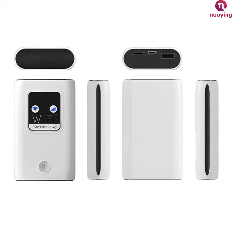 NUOYING 4G LTE Tragbarer WLAN-Router MiFi Modem mit SIM-Kartensteckplatz und Backup-Powerbank in Weiß - Bild 3