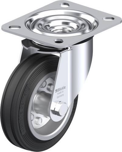 Blickle LE-VE 100R Lenkrolle aus verzinktem Stahl mit 100 mm Rad-Durchmesser und 70 kg Tragfähigkeit in Silber und Schwarz - Bild 1
