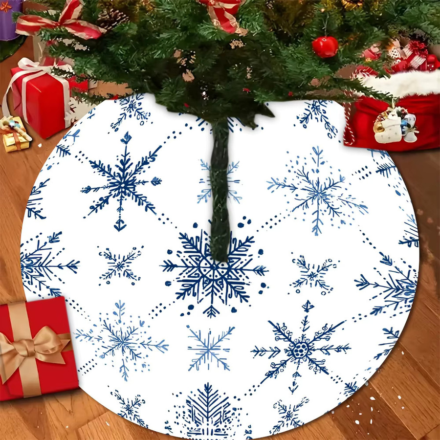VIKAMA Weihnachtsbaumkleid mit Schneeflocken-Design in Blau für deine festliche Heimdekoration - Bild 3