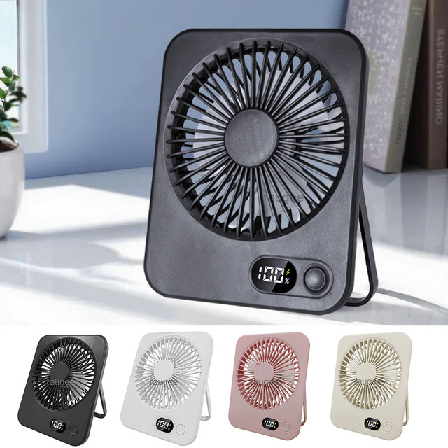 Tragbarer Mini-Schreibtischventilator von raugee in Schwarz, wiederaufladbarer und faltbarer USB-Ventilator mit leisem Betrieb für den Schreibtisch - Bild 1