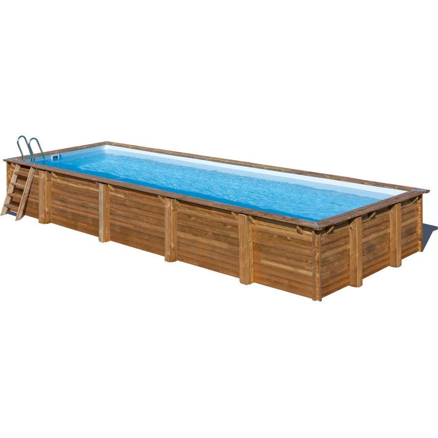 GRE Echtholzpool Set rechteckig in Braun B/L/H: 427 x 1018 x 146 cm - Bild 2