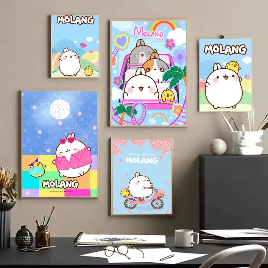 Molang Anime-Poster Aufkleber in Schwarz und Multicolour, HD-wasserdichte Wandkunst für Schlafzimmer und Wohnzimmer, Rechteckig - Bild 2