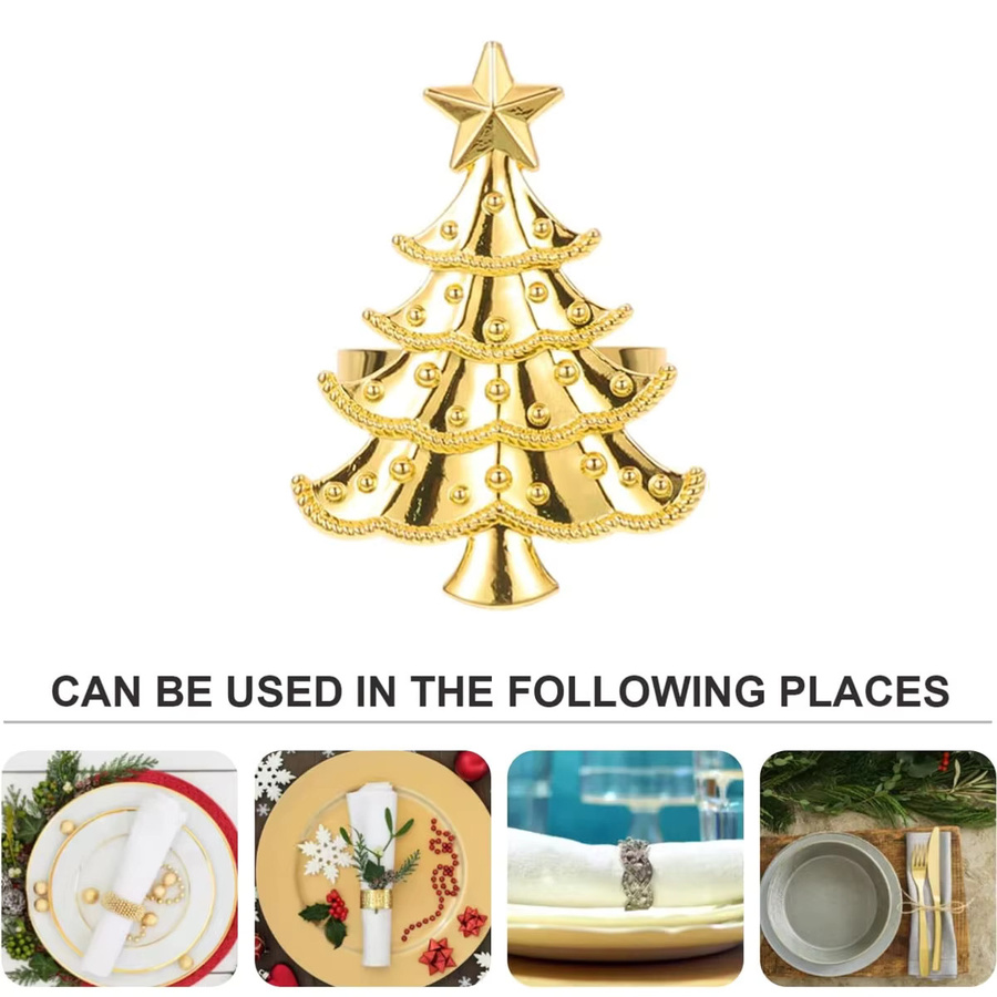 6-teiliges Leeseph Serviettenringe-Set aus Metall mit Hanfseil in Gold und Silber für Weihnachten, Winter und Hochzeiten - Bild 3