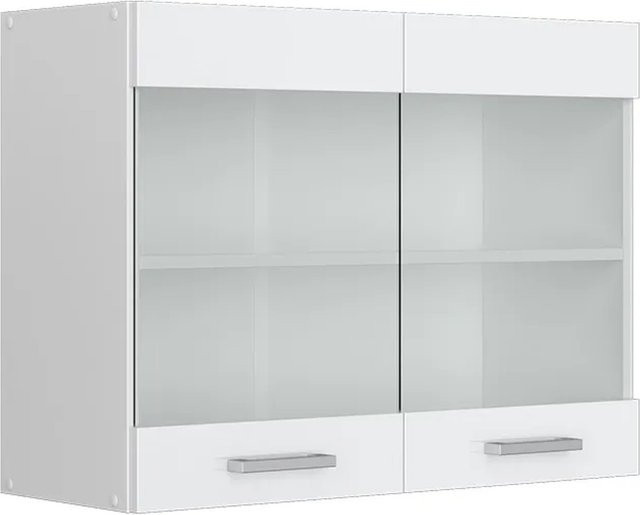 Vicco R-Line Küchen-Glashängeschrank in Weiß Hochglanz mit Glastüren, B/T/H: 80 x 31 x 60 cm - Bild 1