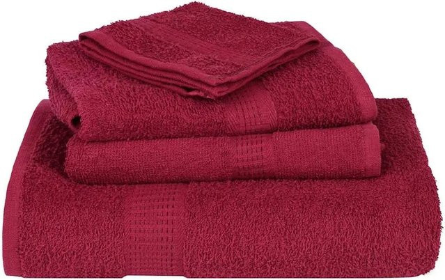 vidaXL Handtuch-Set 4 Stück aus 100% Baumwolle in Bordeauxrot, 50 x 100 cm, 360 g/m² - Bild 1