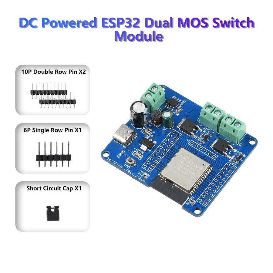 Gaqqee ESP32 2/4-Wege MOS-Schaltmodul mit WIFI und Bluetooth, DC 5-60V Einzelrelais UART-Brennmodul für ESP32-32E Entwicklungsboards - Bild 2