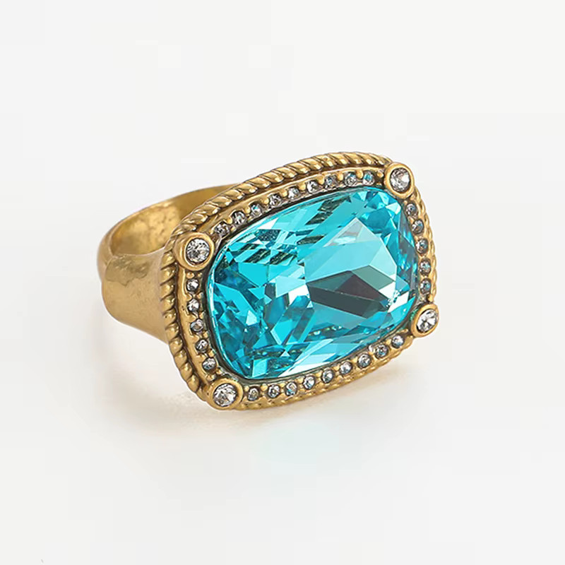 STALAIT Ring Kupfer, Gold, Kristall, Damen, Vintage - Bild 2