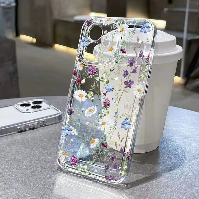 SKCCM Handyhülle mit buntem Blumenmuster für Samsung Galaxy S26 S25 S24 S23 S22 S21 S20 A73 5G A72 in Transparent - Bild 1