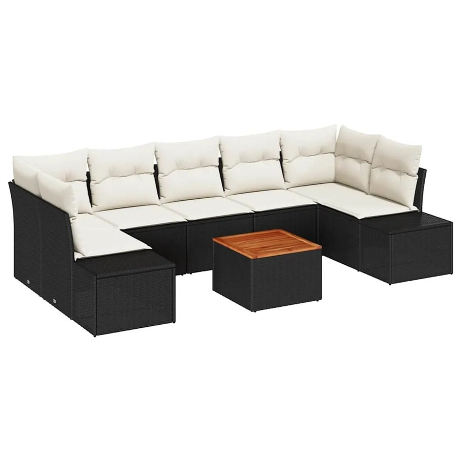 vidaXL Garten-Sofa-Set 8-teilig aus Polyrattan in Schwarz-Weiß mit Tisch und UV-beständigen Polstern - Bild 2