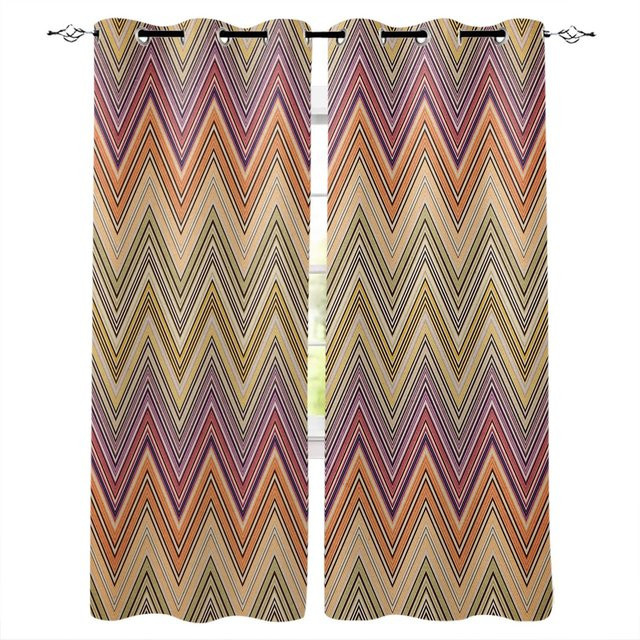 Minimalistische schwarz-weiß gestreifte Vorhänge mit Ösen, 2-teiliges Set aus Polyester, B: 85 cm, H: 200 cm - Bild 1