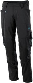 Mascot Arbeitshose mit Knietaschen und Reflexstreifen in Schwarz, Größe 76C47, aus Stretchstoff mit Cordura-Elementen - Bild 1