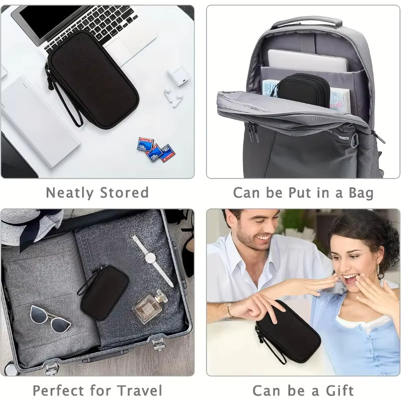 TINUORA Reise-Digital-Organizer-Tasche in Blau, wasserdichte doppelschichtige Aufbewahrungstasche für Kabel und Kopfhörer - Bild 3
