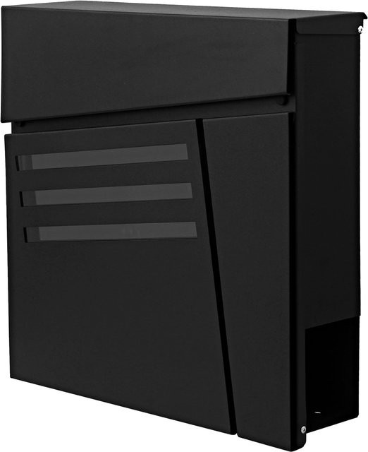 Wandbriefkasten MCW-B28 mit Zeitungsfach in Schwarz - Bild 1