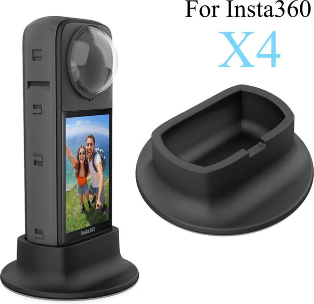 Rutschfeste Silikon-Tischhalterung für Insta360 X4 in Schwarz als weiche Schutzhalterung und Stabilisator-Halterung für deine Action-Kamera - Bild 1