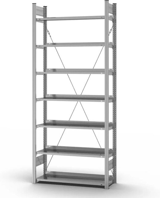 PROREGAL Aktenregal Stecksystem T-Profil aus verzinktem Stahl, 7 Ebenen, H x B x T: 235 x 100 x 30 cm - Bild 1